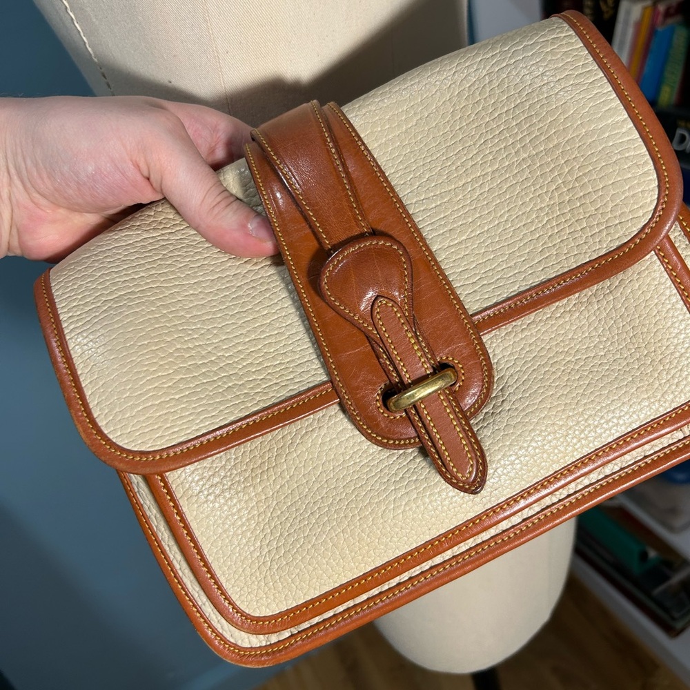 Dooney & Bourke Cream and Brown Leather Shoulder Bag
